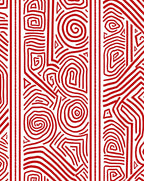 Vibrant Red Labyrinth Line Art Rug