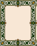 Ornate Green Gold Floral Border Rug