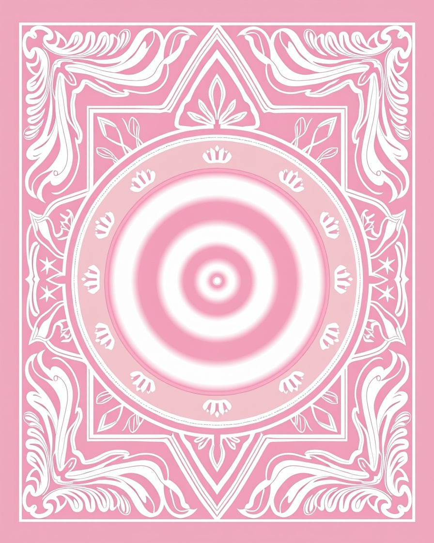 Pink Floral Mandala Style Rug