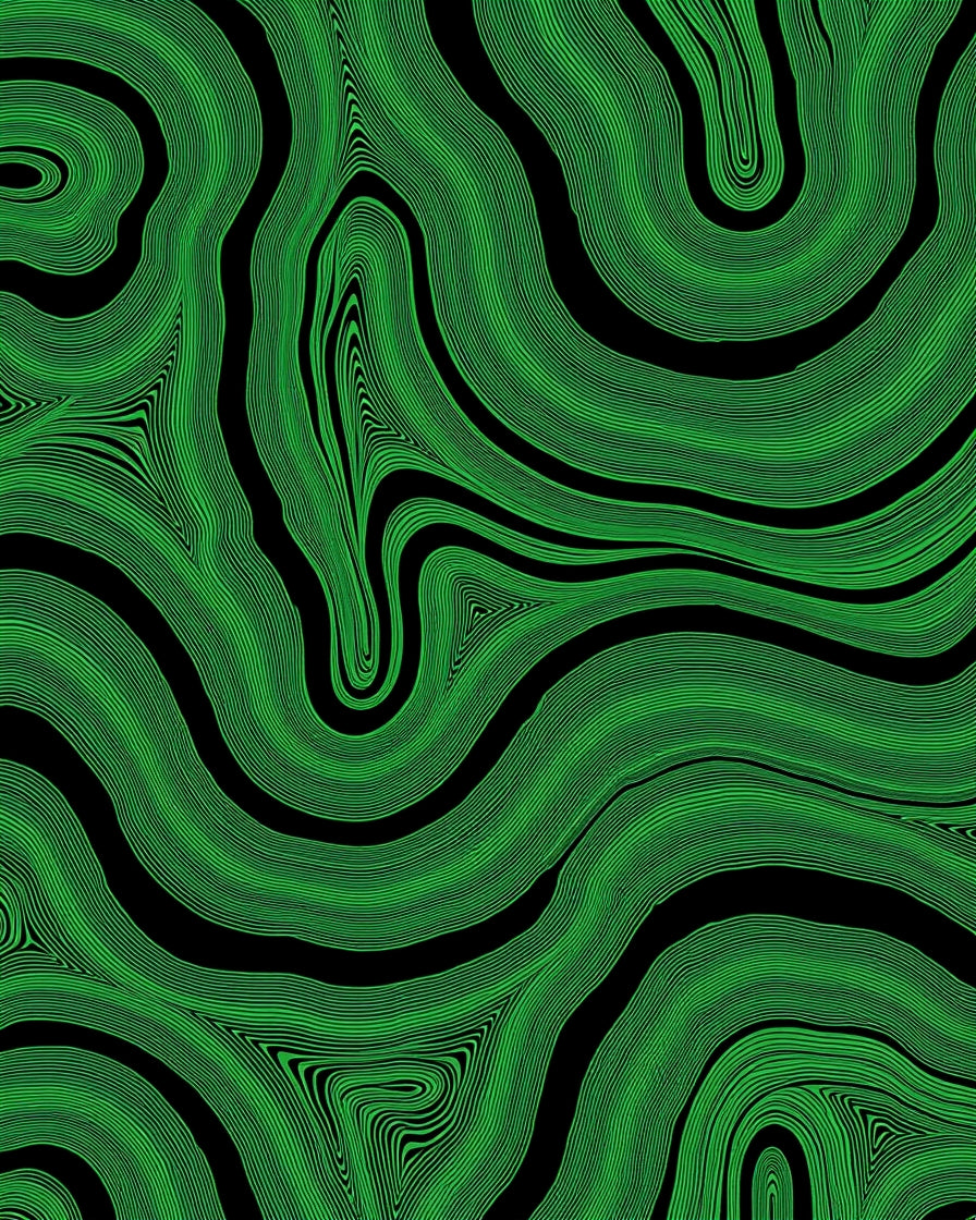 Striking Green Black Contour Rug