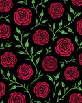 Deep Red Roses With Green Branches Pattern Rug