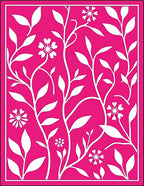 Vibrant Pink Floral Vine Pattern Rug