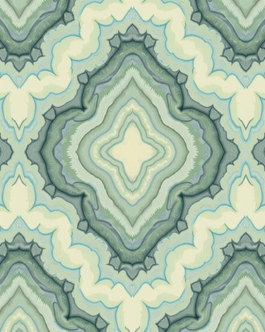 Green Teal Layered Abstract Pattern Rug
