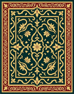 Ornate Floral Scrollwork Pattern Rug