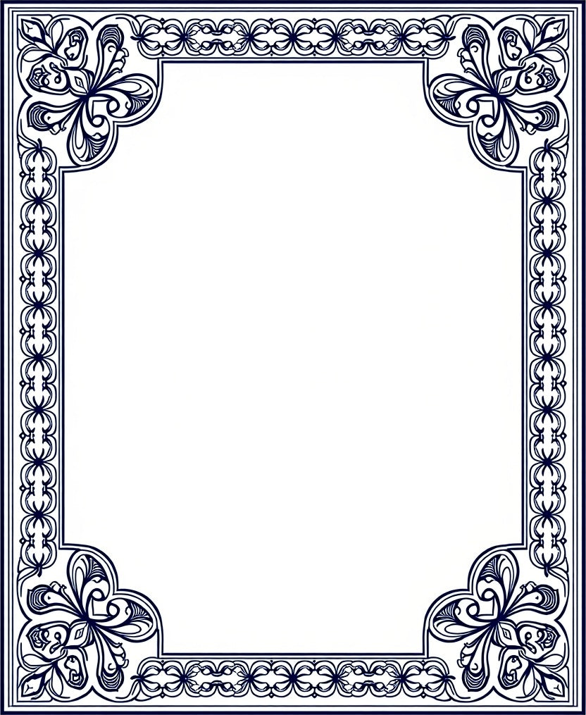 Ornate Scrollwork And Leaf Border Rug