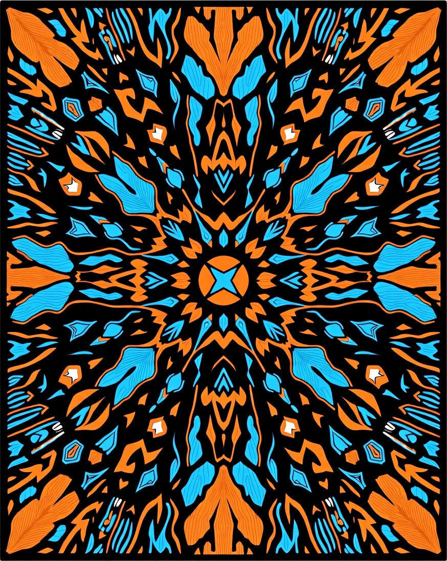 Bold Orange Blue Abstract Pattern Rug