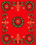 Red Poinsettia Holly Christmas Frame Rug