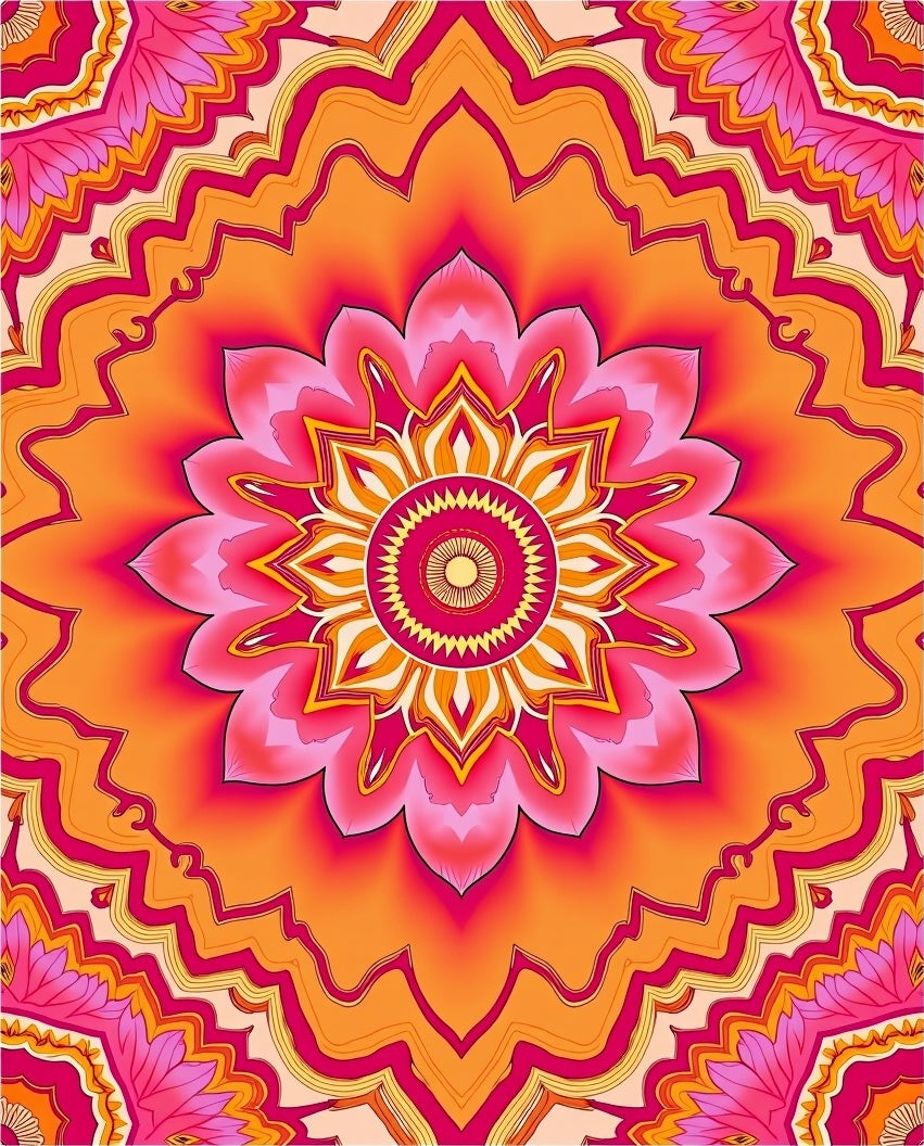 Vibrant Floral Mandala Pattern Rug
