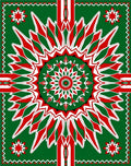 Bold Red Green Geometric Sun Rug