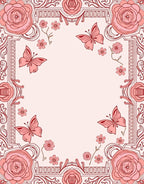 Rose and Butterfly Art Nouveau Frame Rug