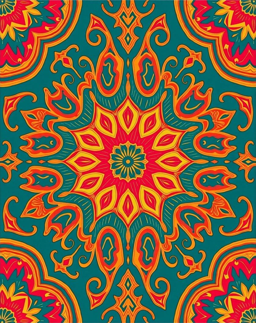 Bold Floral Mandala Inspired Pattern Rug
