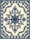 Navy Blue Ornamental Sunburst Rug