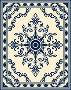 Navy Blue Ornamental Sunburst Rug