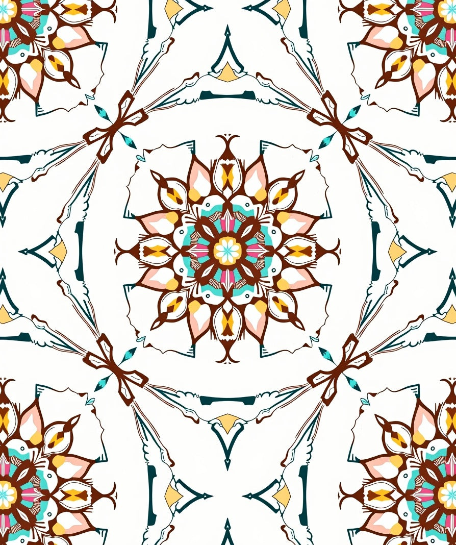 Colorful Floral Medallion Motif Rug