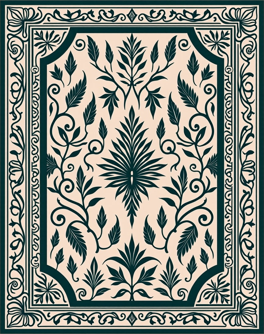 Classic Floral Swirl Silhouette Pattern Rug