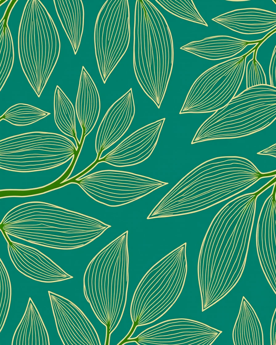 Teal Leaf Vine Pattern Rug