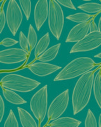 Teal Leaf Vine Pattern Rug