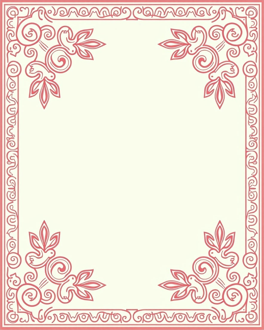 Coral Birds And Swirls Filigree Design Rug