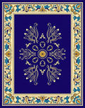 Ornate Floral Medallion Border Rug
