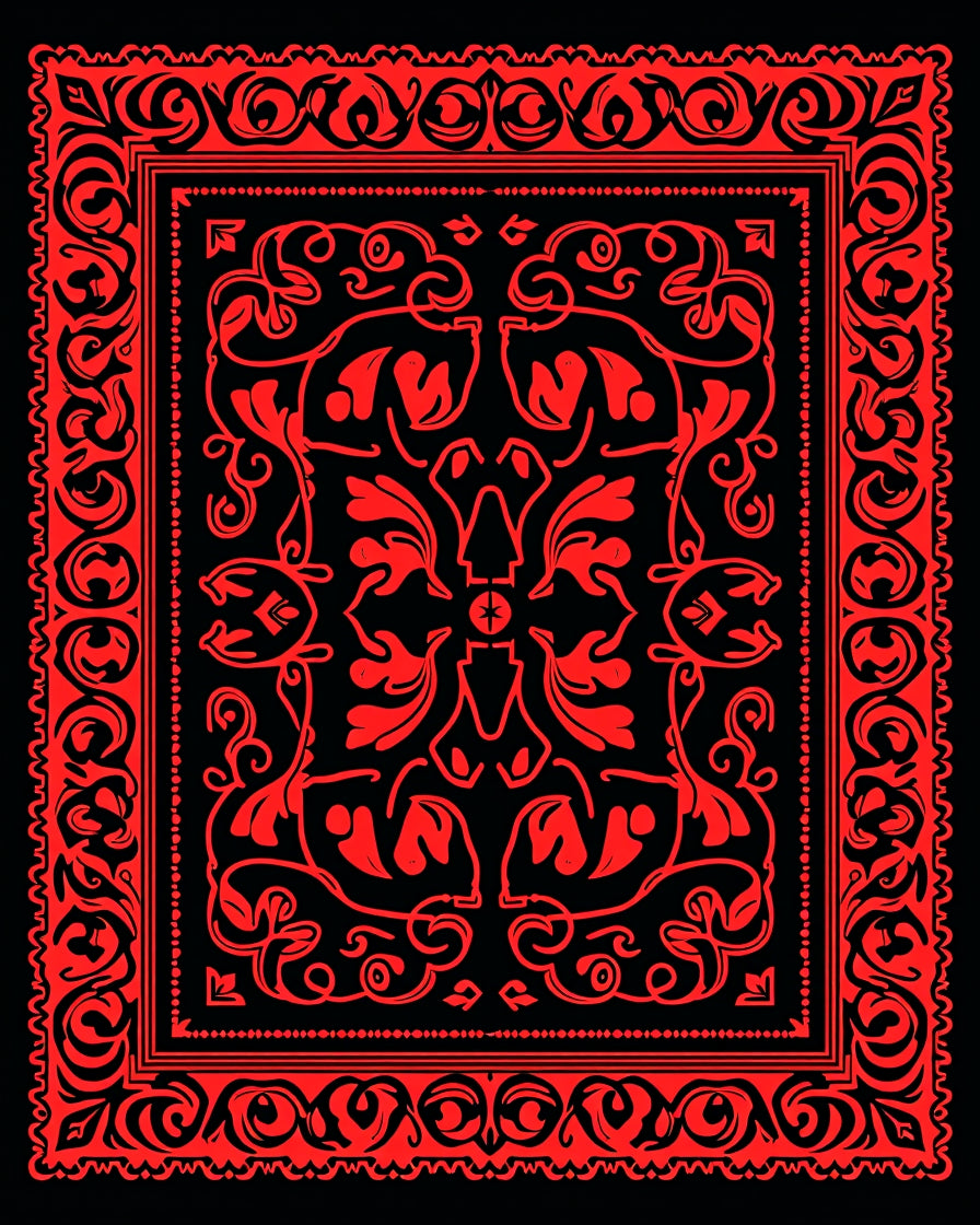 Bold Red Floral Inspired Square Rug