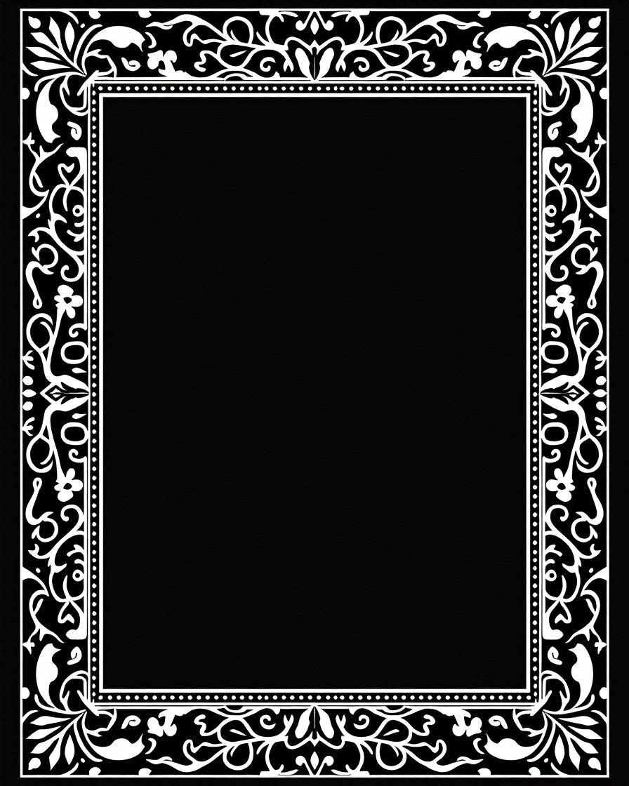 Ornate Floral Scrollwork Frame Design Rug