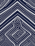 Navy White Geometric Line Art Rug