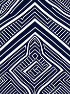 Navy White Geometric Line Art Rug