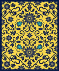 Yellow Floral Vine Intricate Pattern Rug