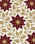 Deep Red Golden Floral Vine Rug