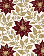 Deep Red Golden Floral Vine Rug