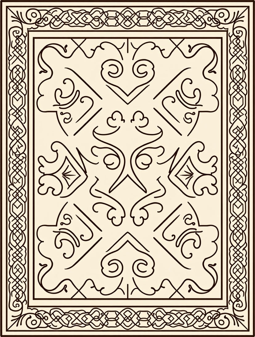 Classic Intricate Scrollwork Border Design Rug