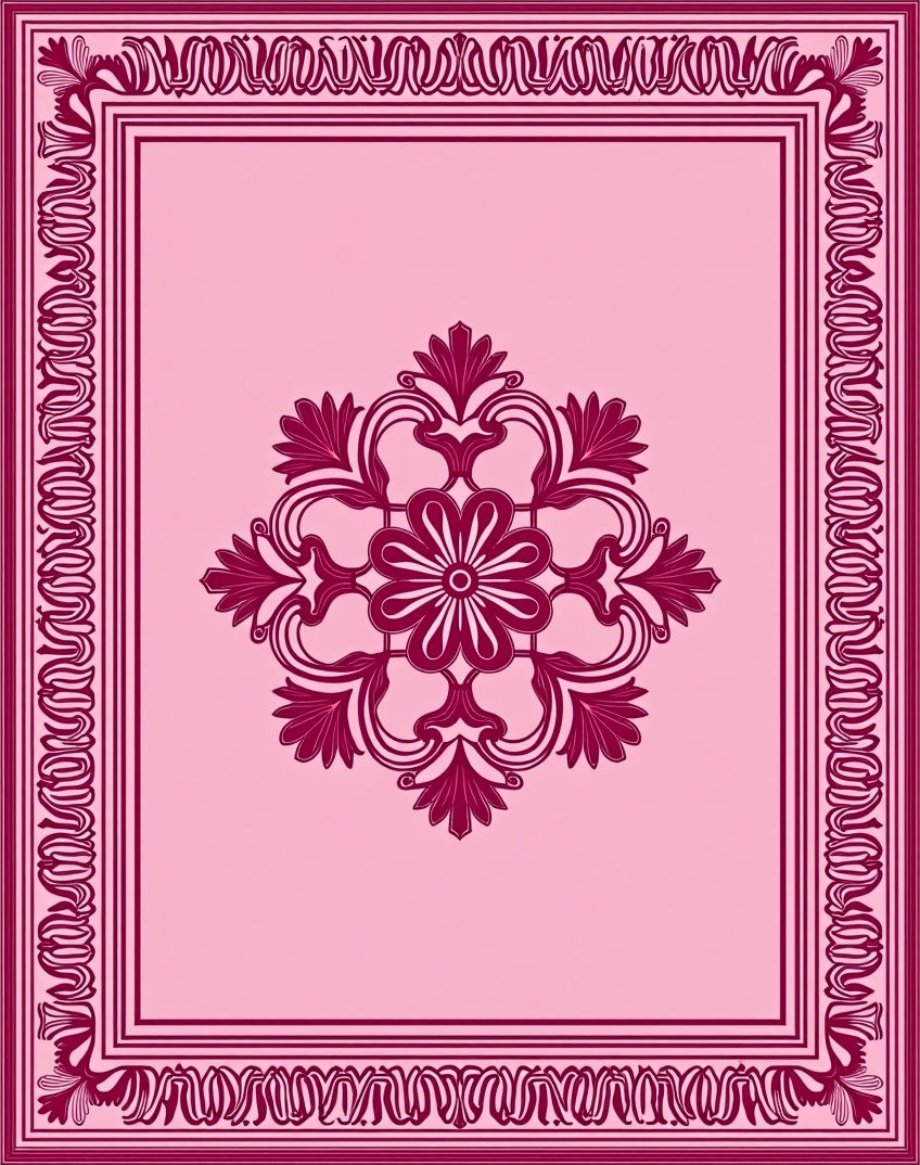 Ornate Floral Mandala Border Design Rug