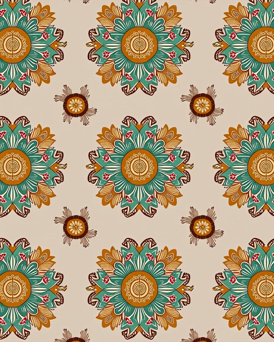 Floral Mandala Patterned Textile Rug