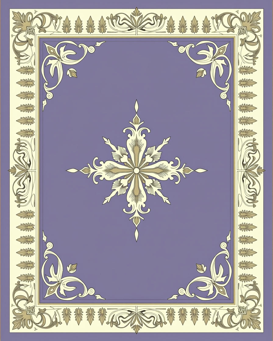 Ornate Floral Scroll Patterned Rug