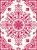 Vibrant Red Floral Symmetry Design Rug