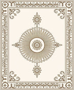 Ornate Sunburst And Floral Pattern Rug