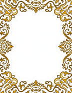 Elegant Gold Scrollwork Frame Motif Rug