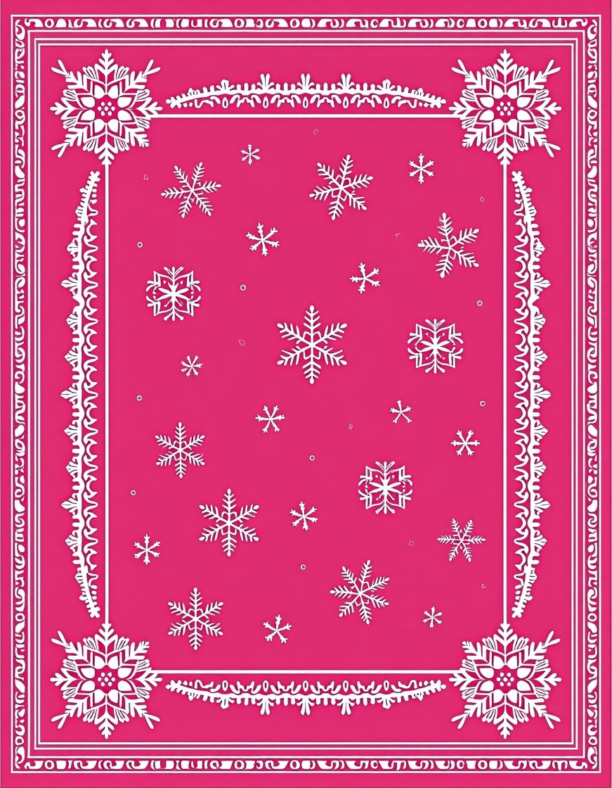 Hot Pink Snowflake Border Accents Rug