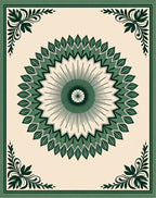 Green Symmetrical Floral Mandala Design Rug