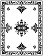 Intricate Black Floral Scroll Pattern Rug