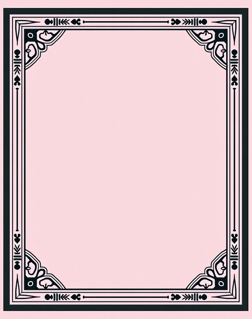 Elegant Black Pink Floral Border Design Rug