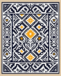 Ornate Black White Yellow Floral Pattern Rug