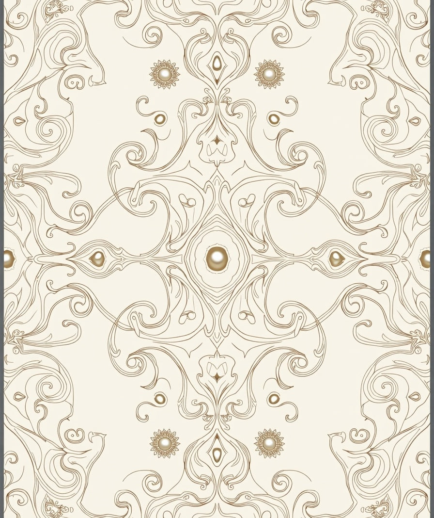 Ornate Gold Swirl Pattern Rug