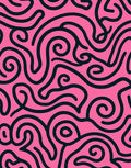 Bold Black Swirl Abstract Pink Rug