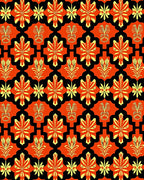 Bold Orange Yellow Floral Pattern Rug