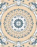 Mandala Floral Patterned Beige Rug