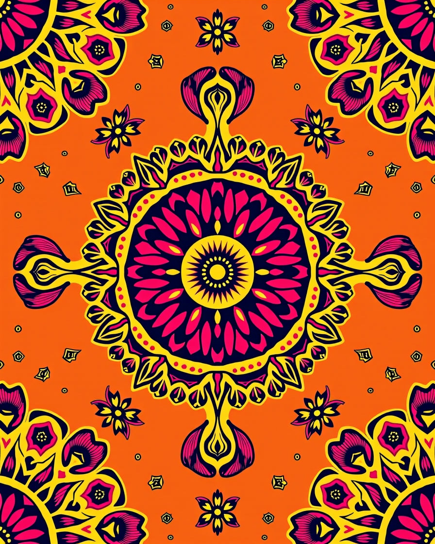Vibrant Floral Mandala Pattern Rug