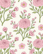 Romantic Pink Floral Pattern Rug