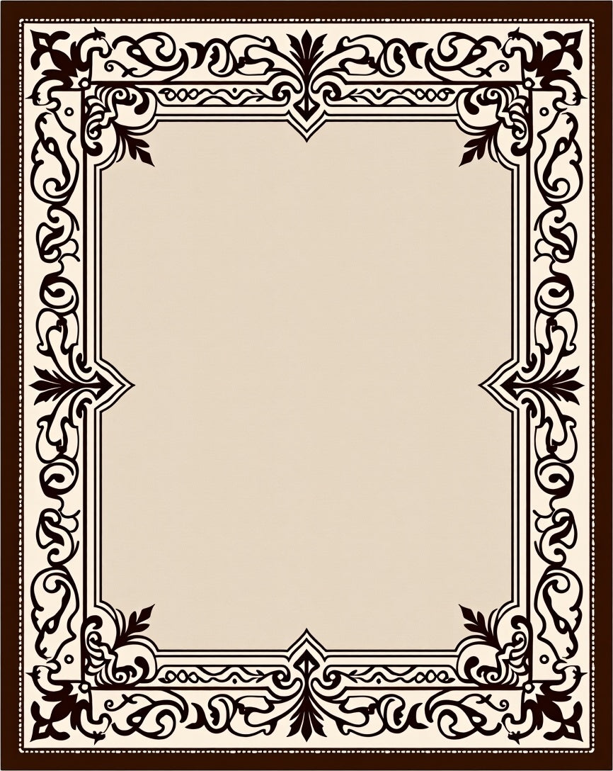 Elegant Arabesque Border Pattern Rug