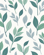 Green Leaf Pattern Modern Rug